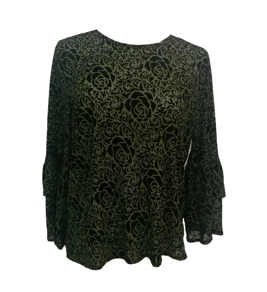 Velour Tops and Clothing Middle-aged and Elderly Women Blouses & Tops Shirt / Blouse for Women Floral Pattern OEM Service Custom