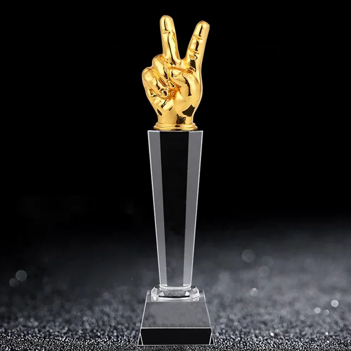 S size/Customized crystal resin and matel gold foil awad crystal trophy