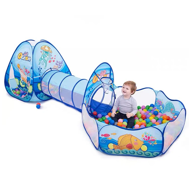 
2021 hot selling girls kids ocean animal toy tent 3 in 1 indoor children play house tent 