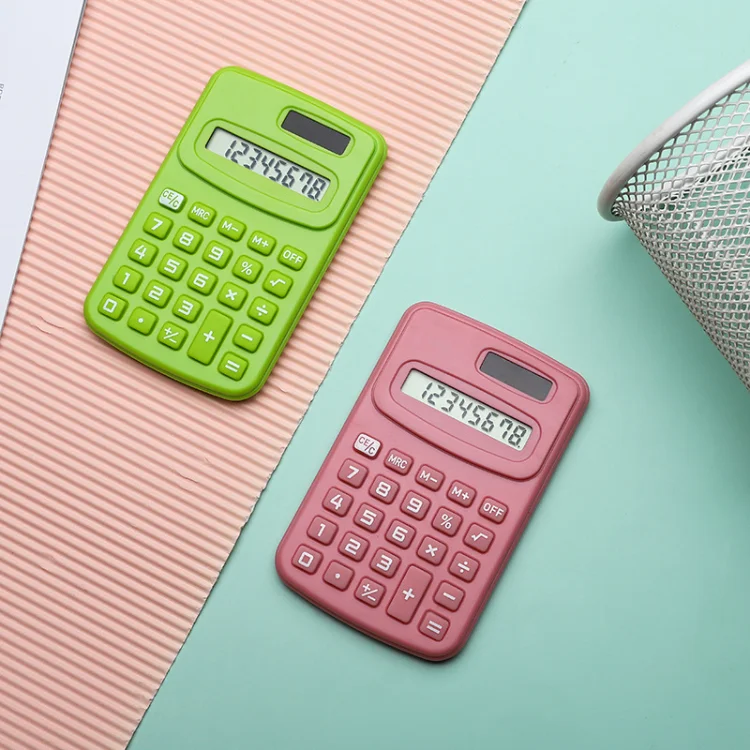 Mini Calculators 8 Digit Display Basic Standard Calculators Handheld 8-Digit Primary Calculator for School Students