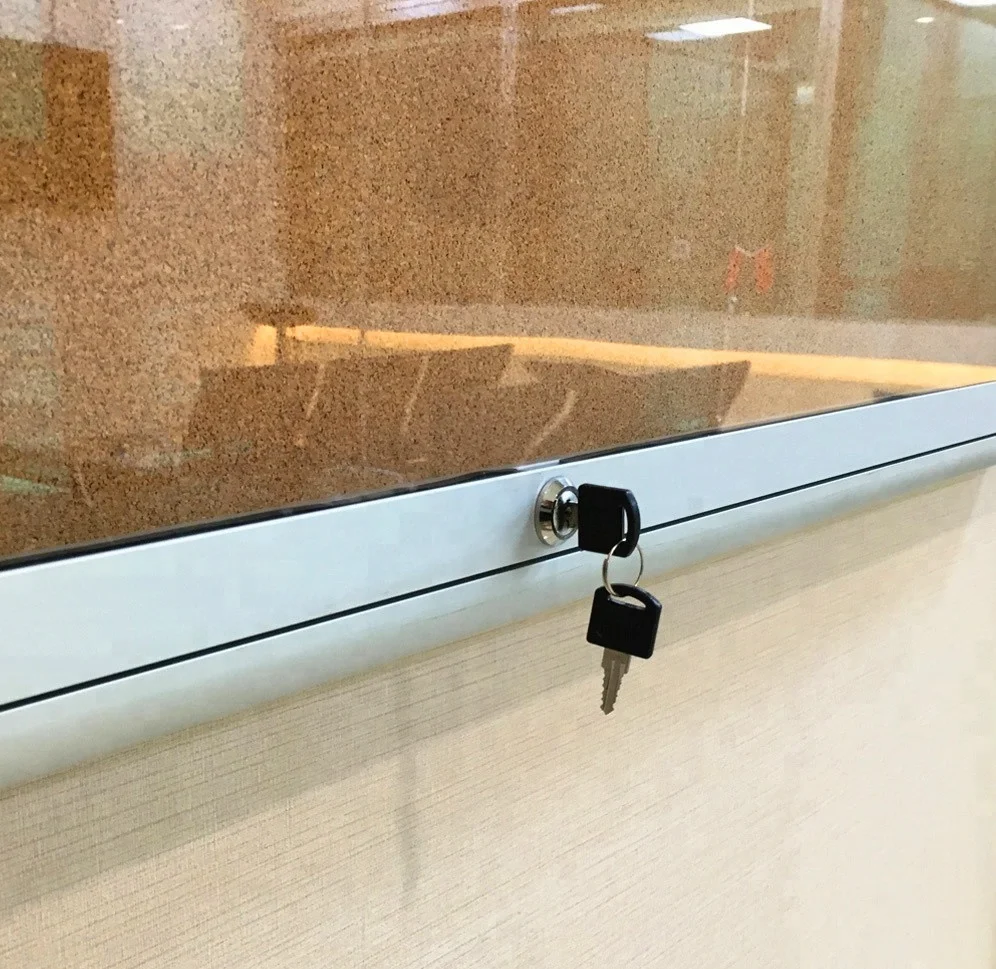 
High Quality Acrylic Doors Enclosed Cork Memo Bulletin Board 