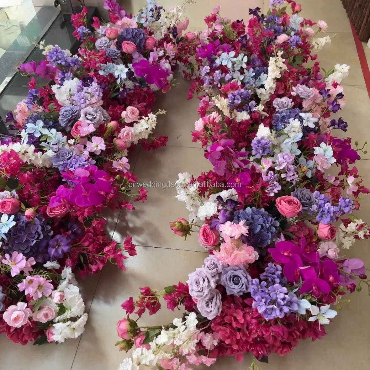 SMOOTH Luxury Red Lilac Silk Flower Garland Series  Hydrangea Runner for Wedding Event Backdrop Decor Sofa Floral Road Lead Prop