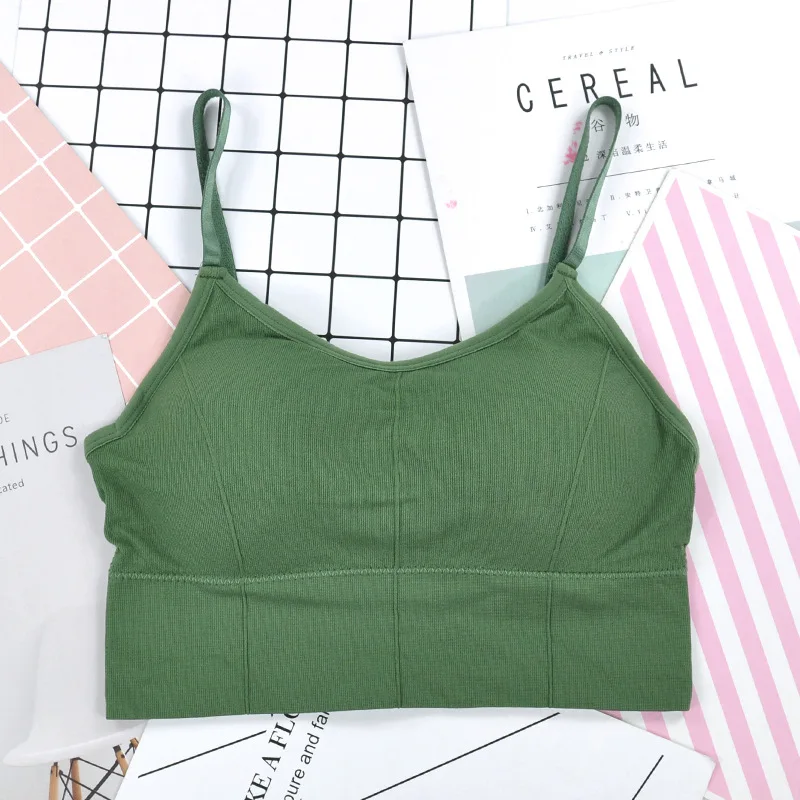 Sleeveless Crop Camisole Tank Tops Sport Bra Seamless Cami Workout Shirts With Built Bra For Women