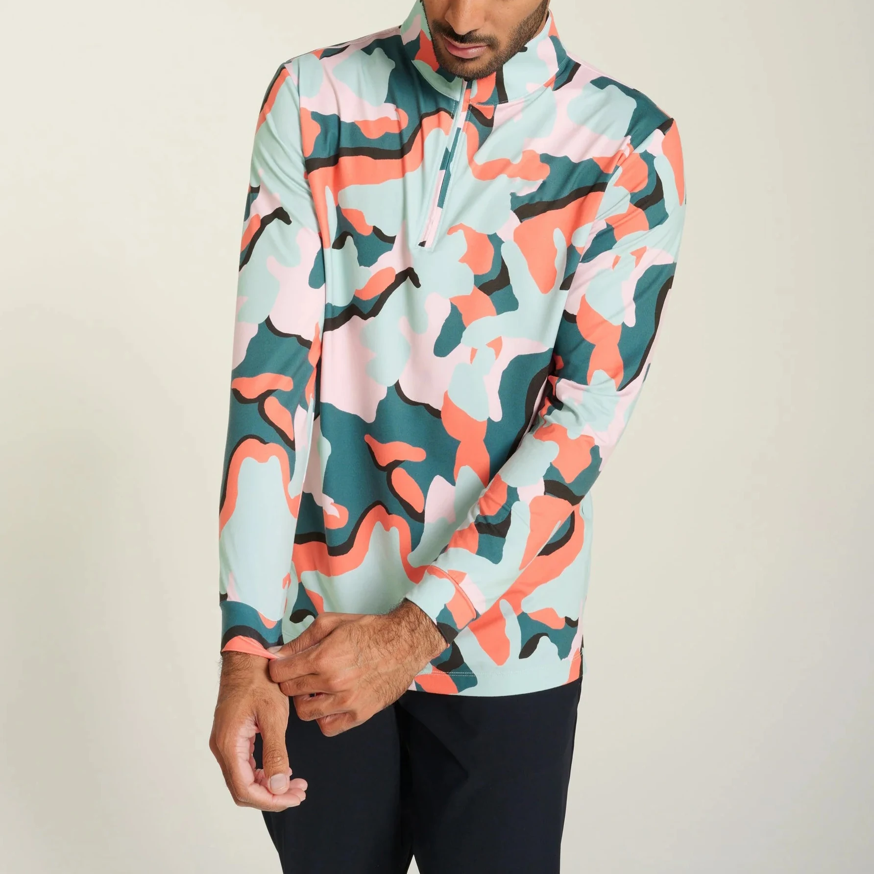 Mens Quarterzips New Fall Zip Golf Custom All Street Breathable Good 4 Slim Sleeve Golf Quarter Zip