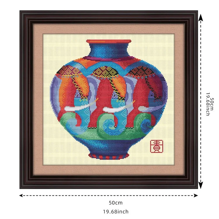 
Hot Sell Vase Painting Embroidery Beginner Kits Handmade Craft Home Decoration Cross-stitch Kits 
