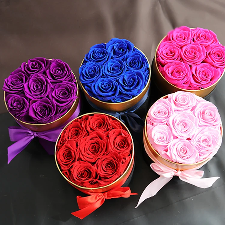 YS-008 mothers day everlasting many luxury velvet gifts box eternal dried forever preserved rose fresh flower wedding decoration