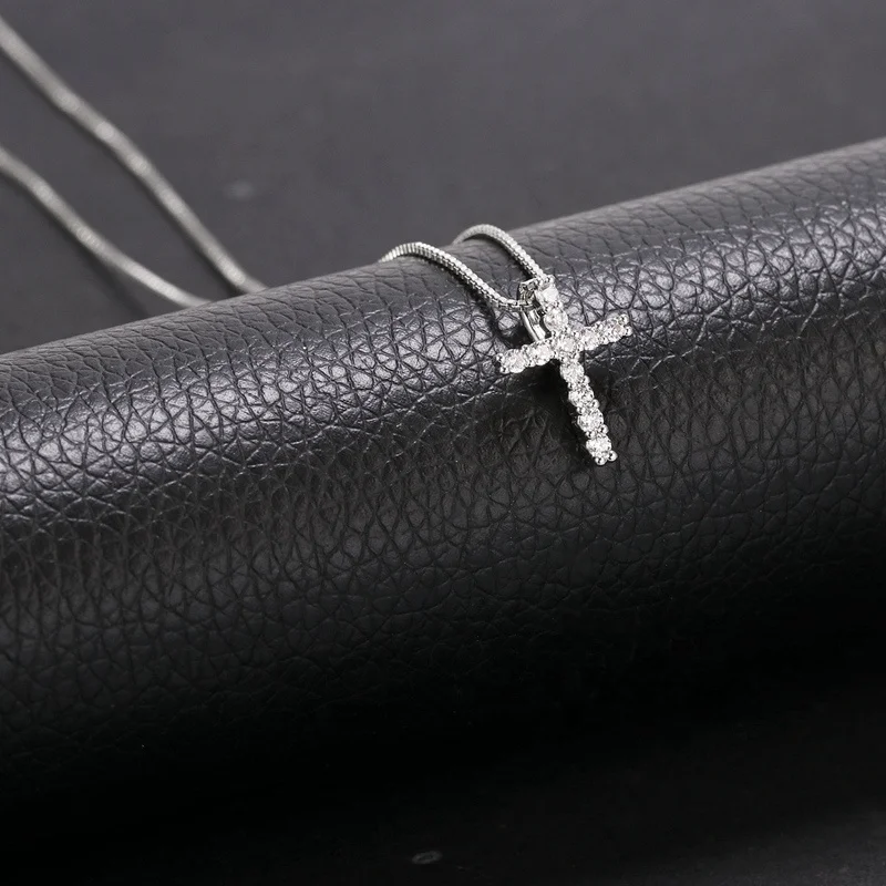 Оптовая продажа ювелирных изделий, цепочка из нержавеющей стали с бриллиантами, ювелирные изделия, золотое ожерелье с крестом для женщин