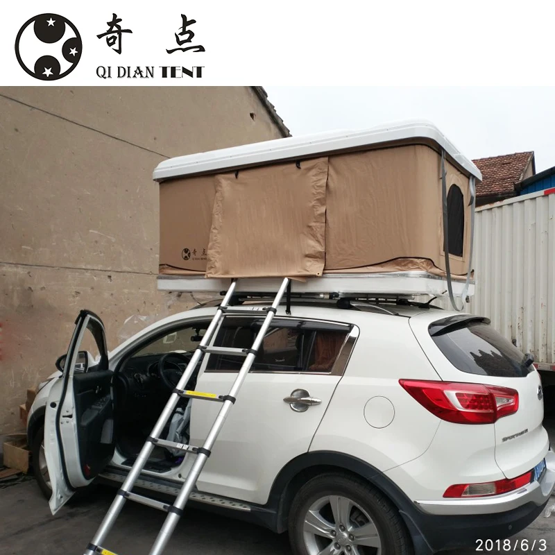 Fiberglass Camping Car Roof Tent Hard Shell Box With Ladder for 2-3 Persons Cheapest
