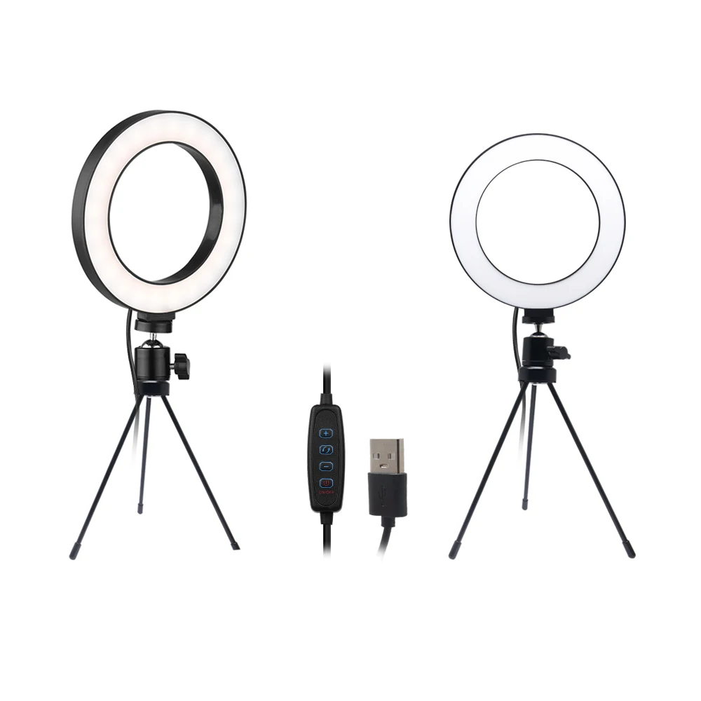 Увеличением фокусного расстояния Mcoplus 16 см/6 дюймов кольцевой осветитель на светодиодах (LED) для селфи вспышка для видео с регулируемой яркостью для камеры телефона свет ringlight прямую трансляцию YouTube