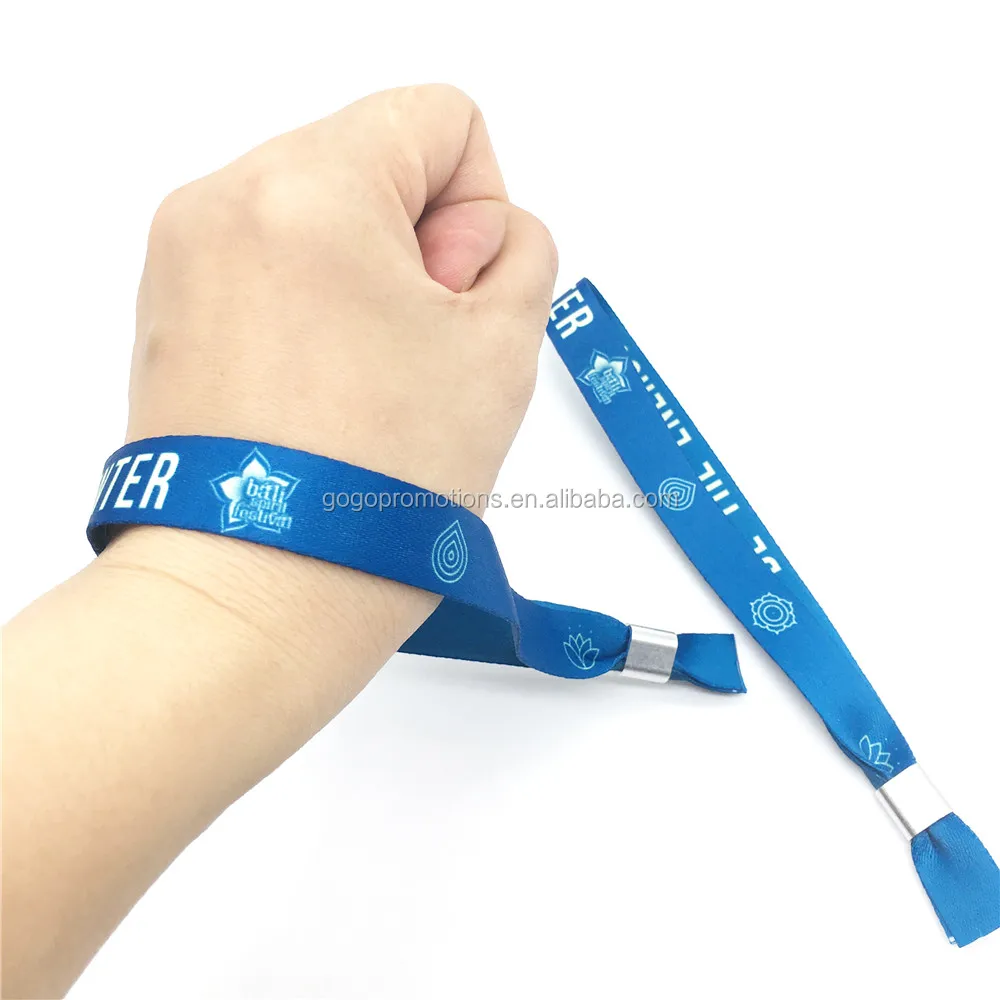 Custom Party Corporate Events Printed Polyester nylon Wristband Adjustable Clip Disposable Festival Wristband