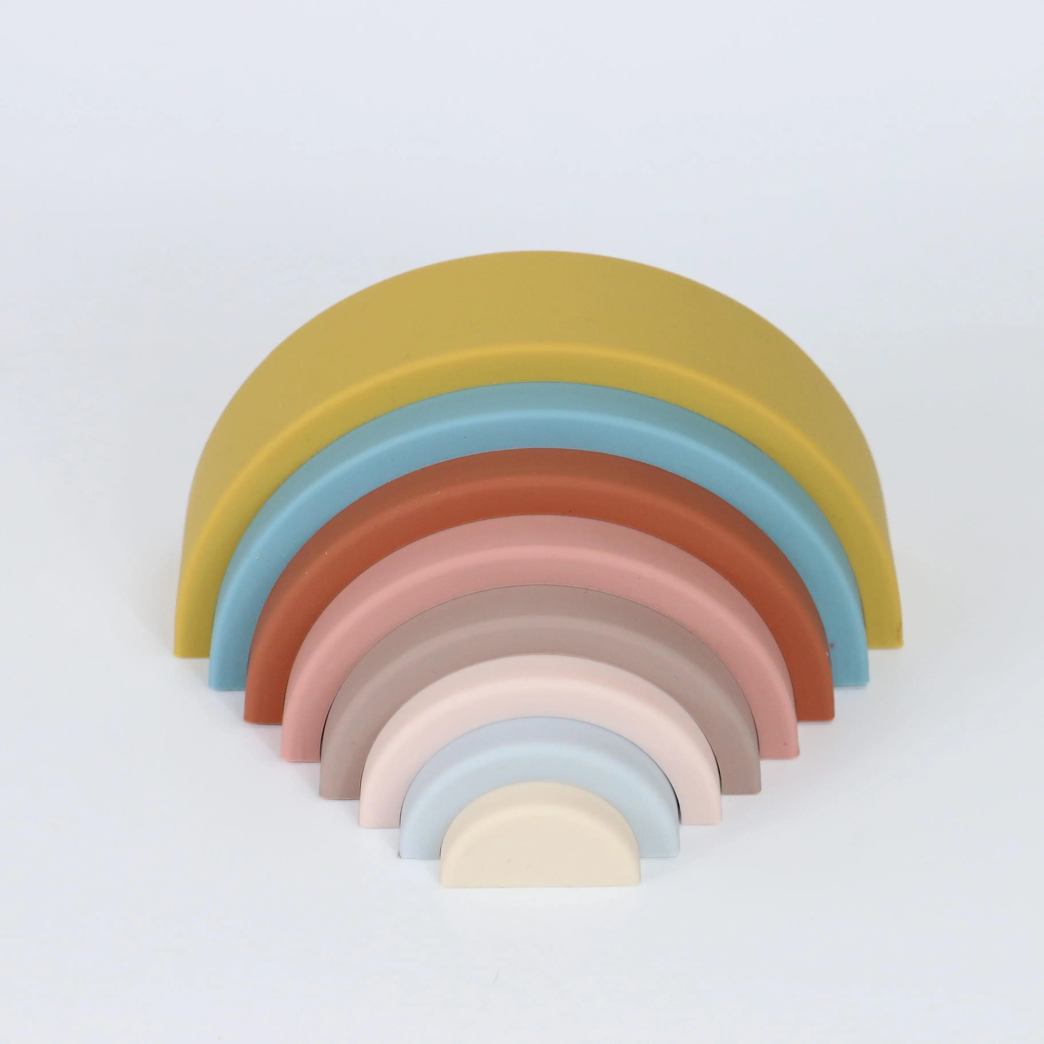 custom Children DIY 8 layers Rainbow silicone educational stacking teether toys for montessori kinderg baby kids teething puzzle