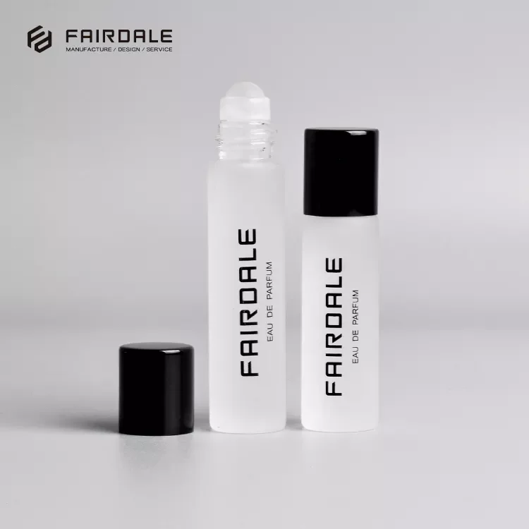 Matte White Glass Tube Perfume Deodorant Bottle 5ml 8ml 10ml Glass Roll On Bottle Essential Oil Packing