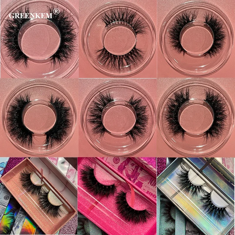 GREENKEM Natural False Eyelashes Thick Makeup Real Soft Eyelash Extension Eyelash Boxes Custom Logo Packaging 3D Mink Lashes