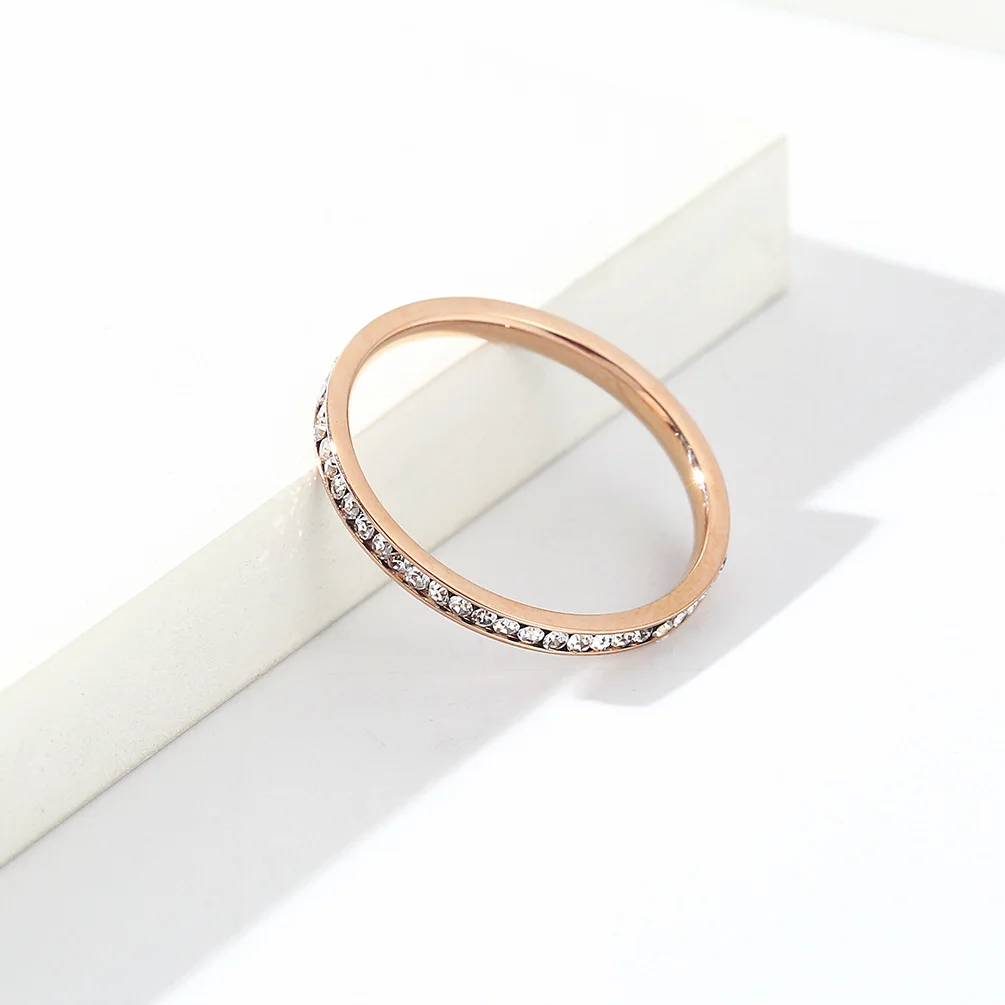 Factory Wholesale Price 18k Gold Plated Stainless Steel Custom Rose Gold Diamond Ring For Finger Jewelry