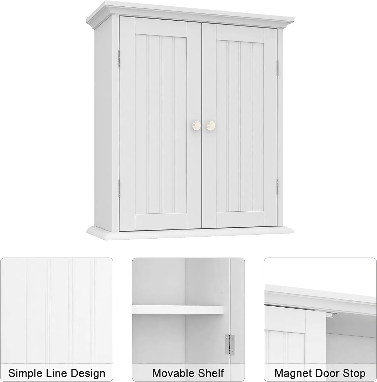 Bathroom Wall Cabinet, Over The Toilet Space Saver Storage Cabinet, Medicine Cabinet with 2 Door and Adjustable Shelves,Cupboard