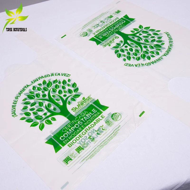 Customizable Accept Bioplastic T Shirt Bag Biodegradable Bags Custom Printed 100% Compostable Plastic Cornstarch Bags
