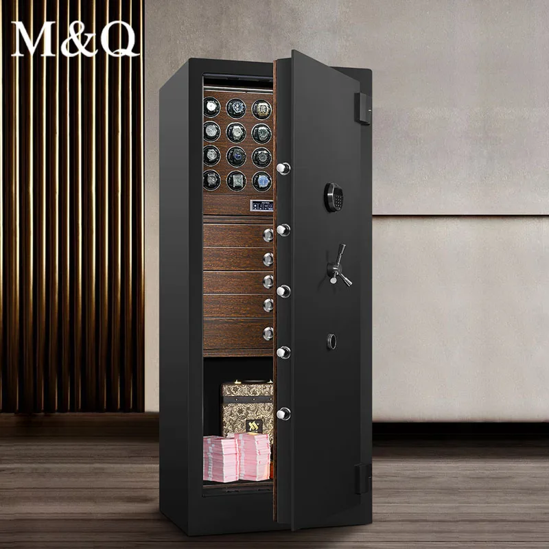 Custom Home use steel fingerprint lock safe watch winder luxury jewelry drawer money security safe box 20 slots