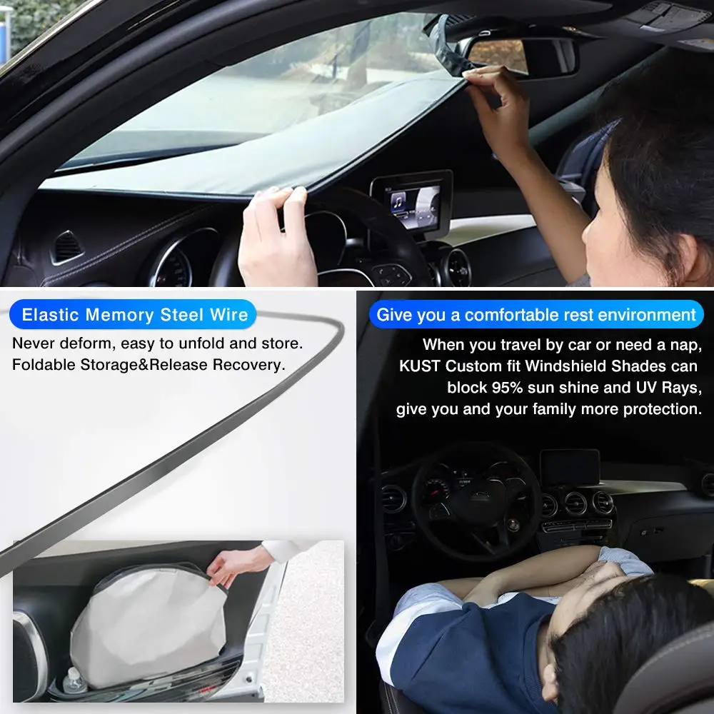QEEPEI Windshield Sun Shade for Toyota RAV4 2019-2023 Window Shade Sun Visor Cover Foldable Blocks UV Rays Keep Your Car Cooler