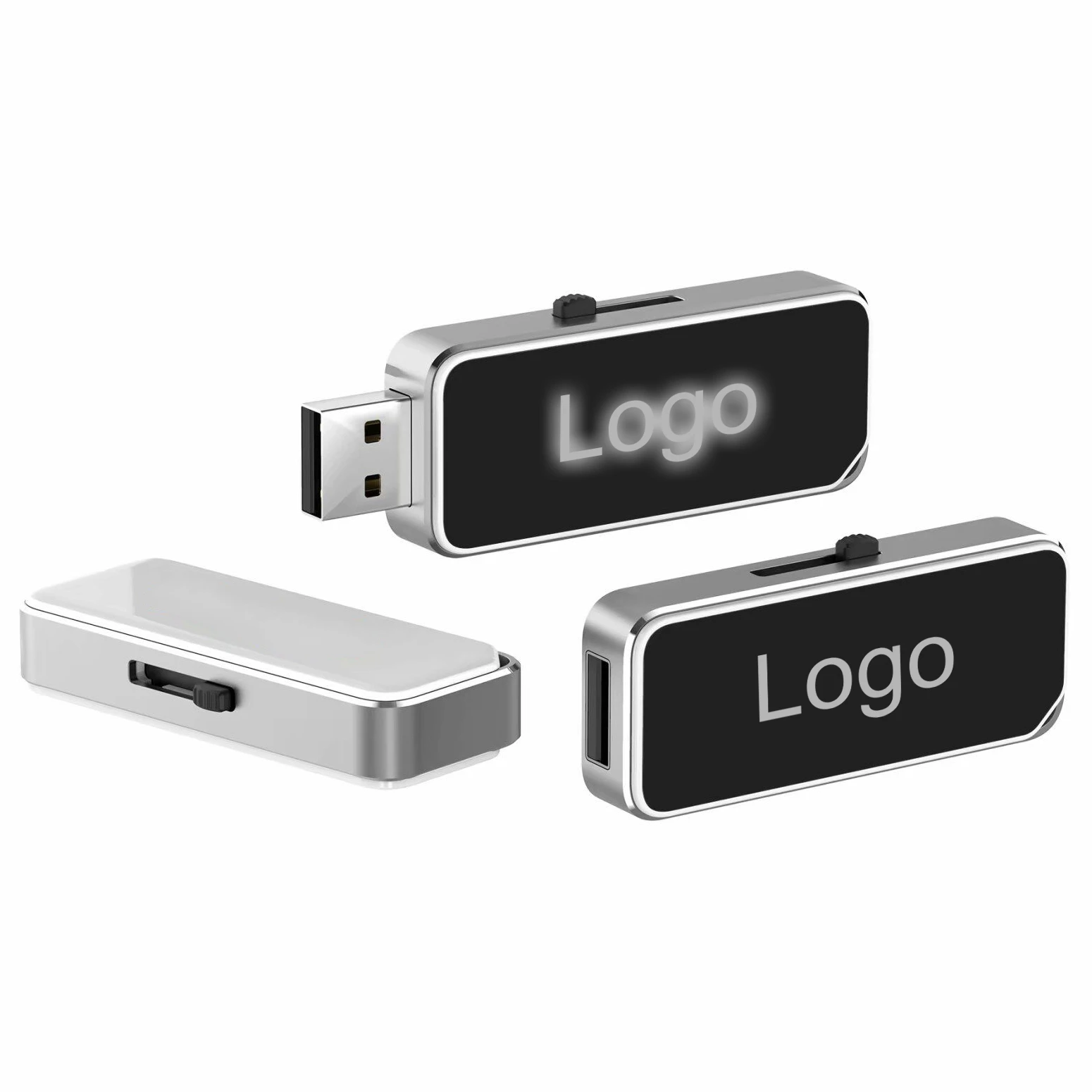 OEM Custom private mould light up logo metal type-c usb flash memory 8gb 16gb 32gb 64gb 128gb USB Flash Drive for Promotion