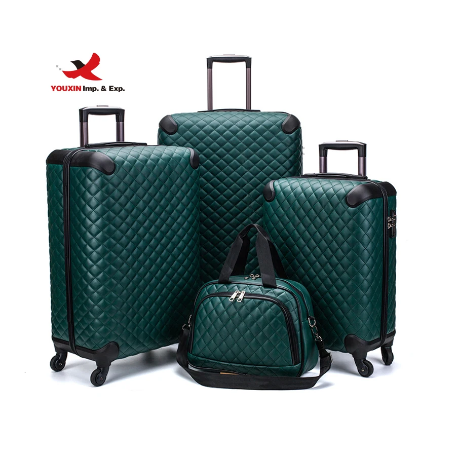 Wholesale Luxury designer custom logo print trolley pu leather travelling bags sets travel suitcases luggage