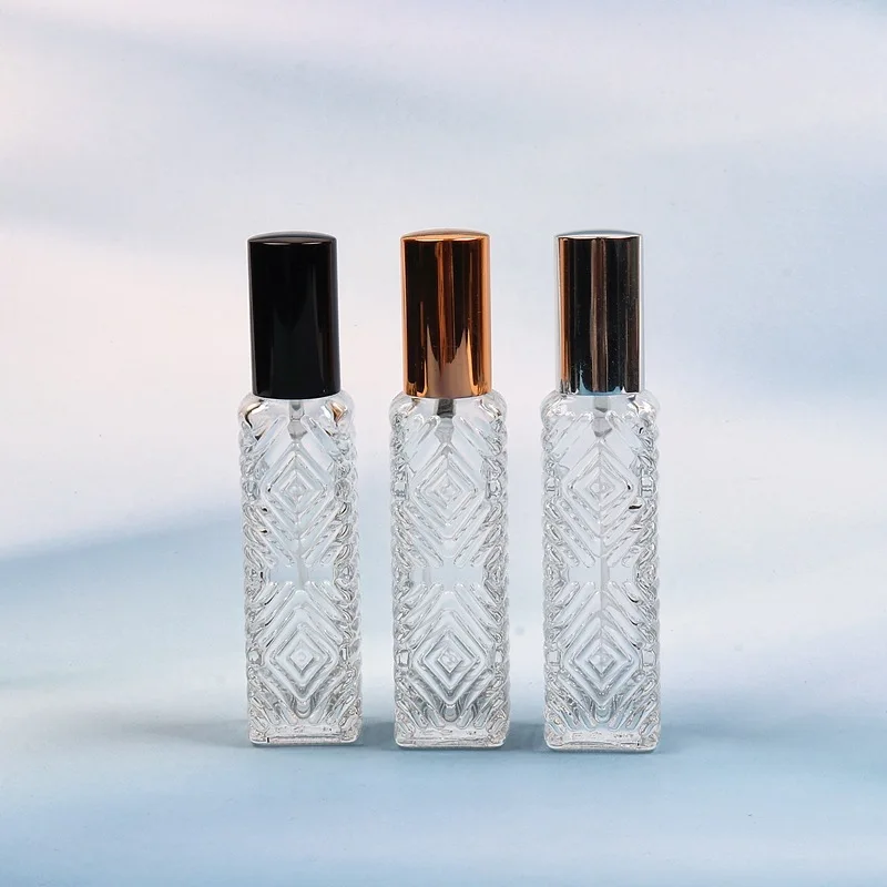 high quality 10ml Glass Perfume Bottle square glass perfume bottle  twill weave glass bottle