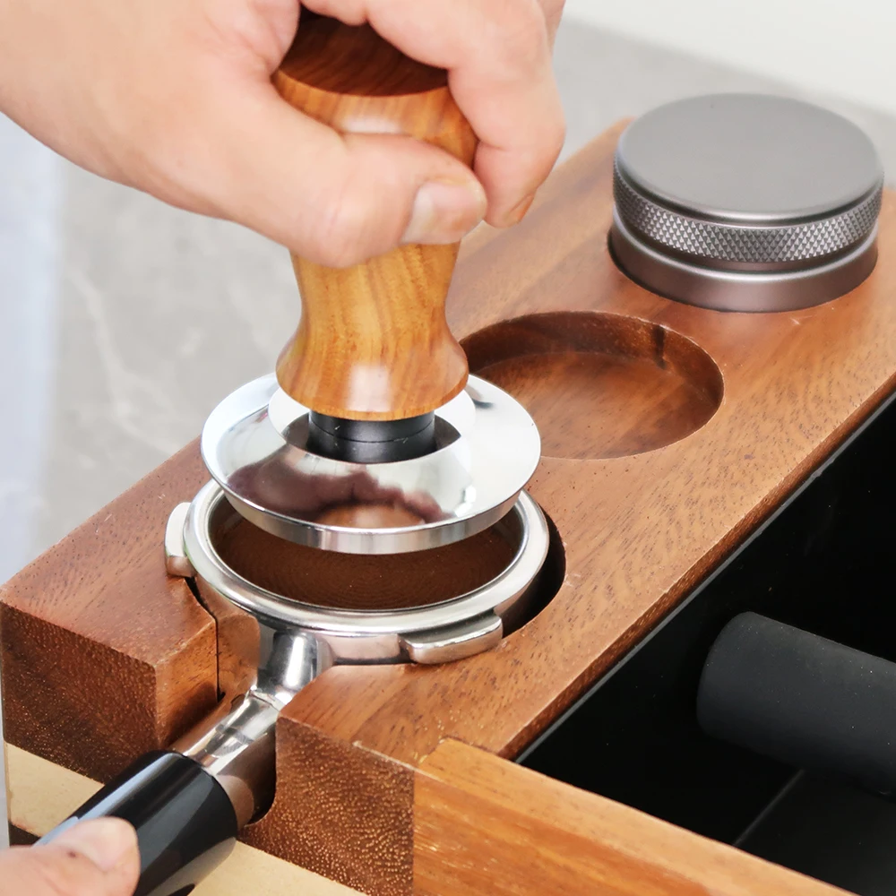 Solid wood constant pressure Durable press tamper espresso Smart Stainless Steel base wooden CoffeeTamper