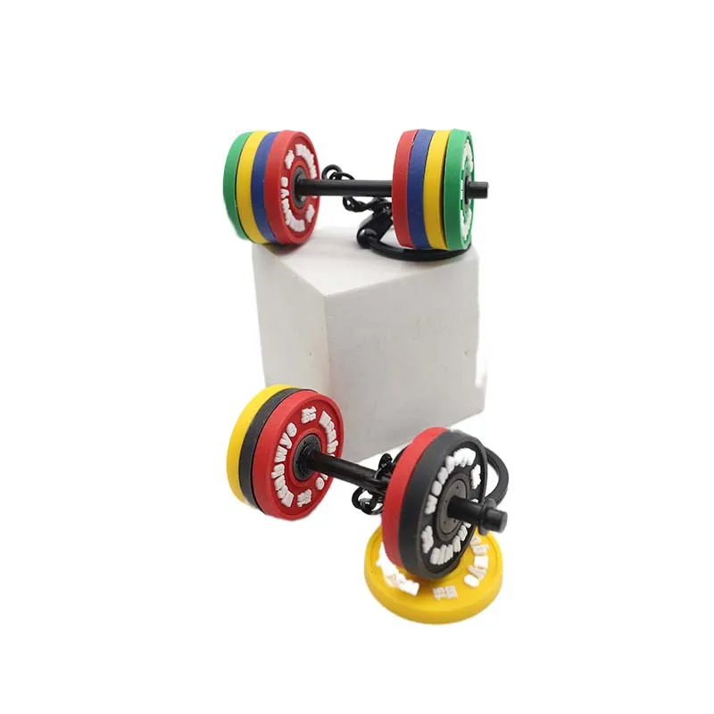 neoprene dumbbell DIY business 3D llaveros CHAVEIRO lead three hole fitness weight plate keychain