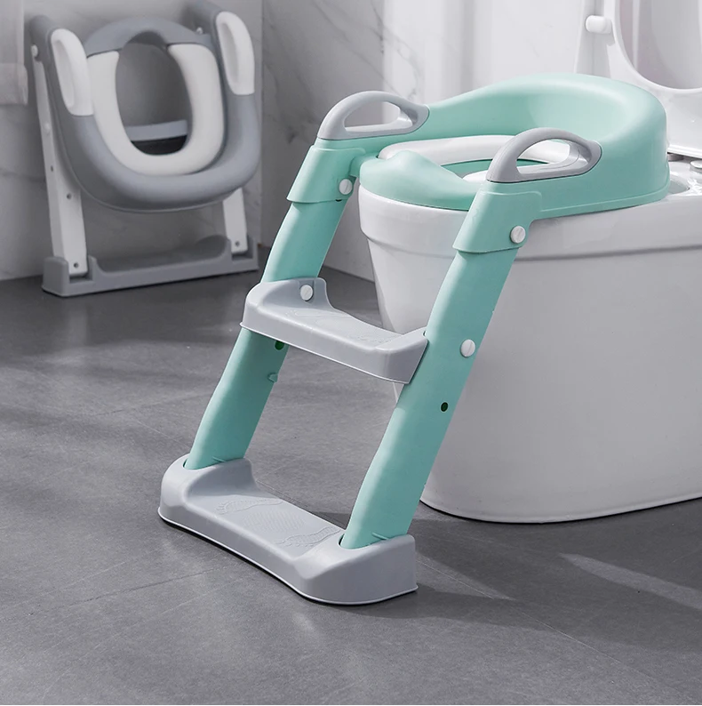 Potty Training Toilet Seat with Step Stool Ladder for Kids, Baby Training Seat with Soft Padded Seat