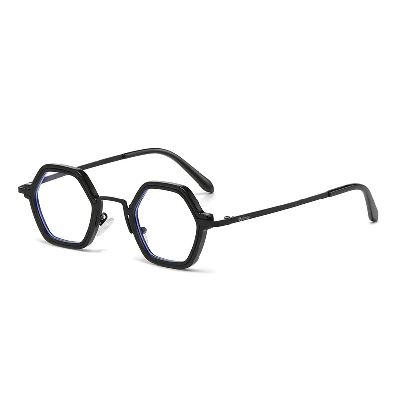 Classic hexagon metal eyeglasses frames men high quality vintage blue light blocking glasses for women custom own logo