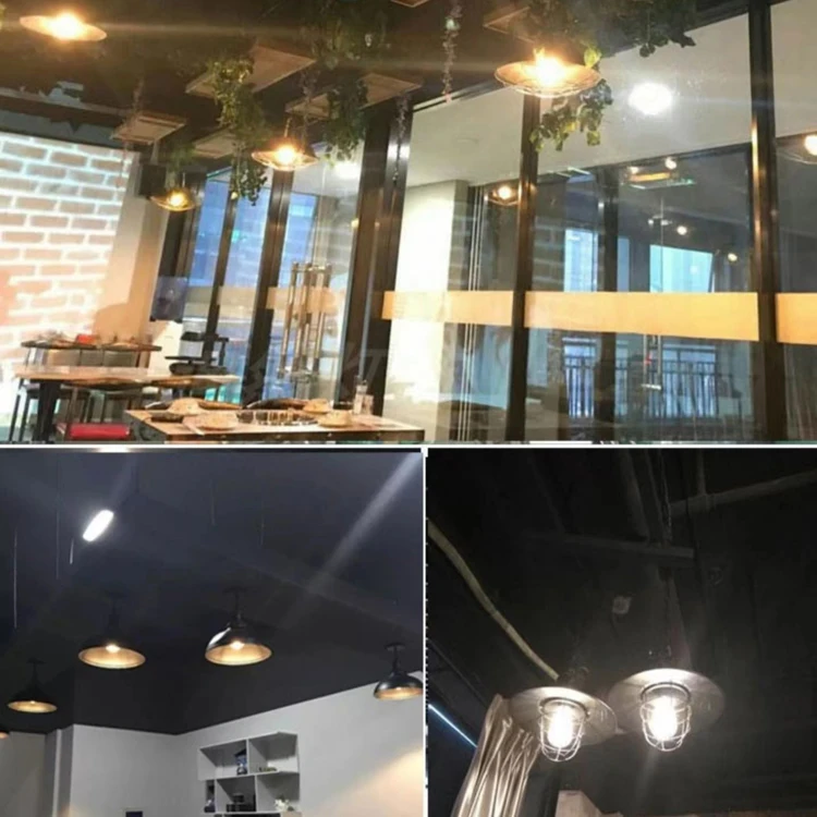 Round Led Modern Black Iron Retro Hanging Lamp Farmhouses Kitchen Island Industrial Rustic Linear Ceiling Pendant Light