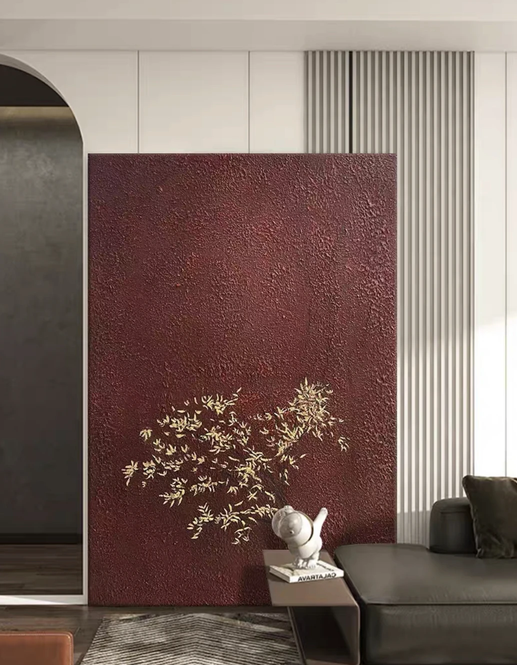 Chinese hand-painted oil painting plant flower  decorative painting hotel mural decorative painting