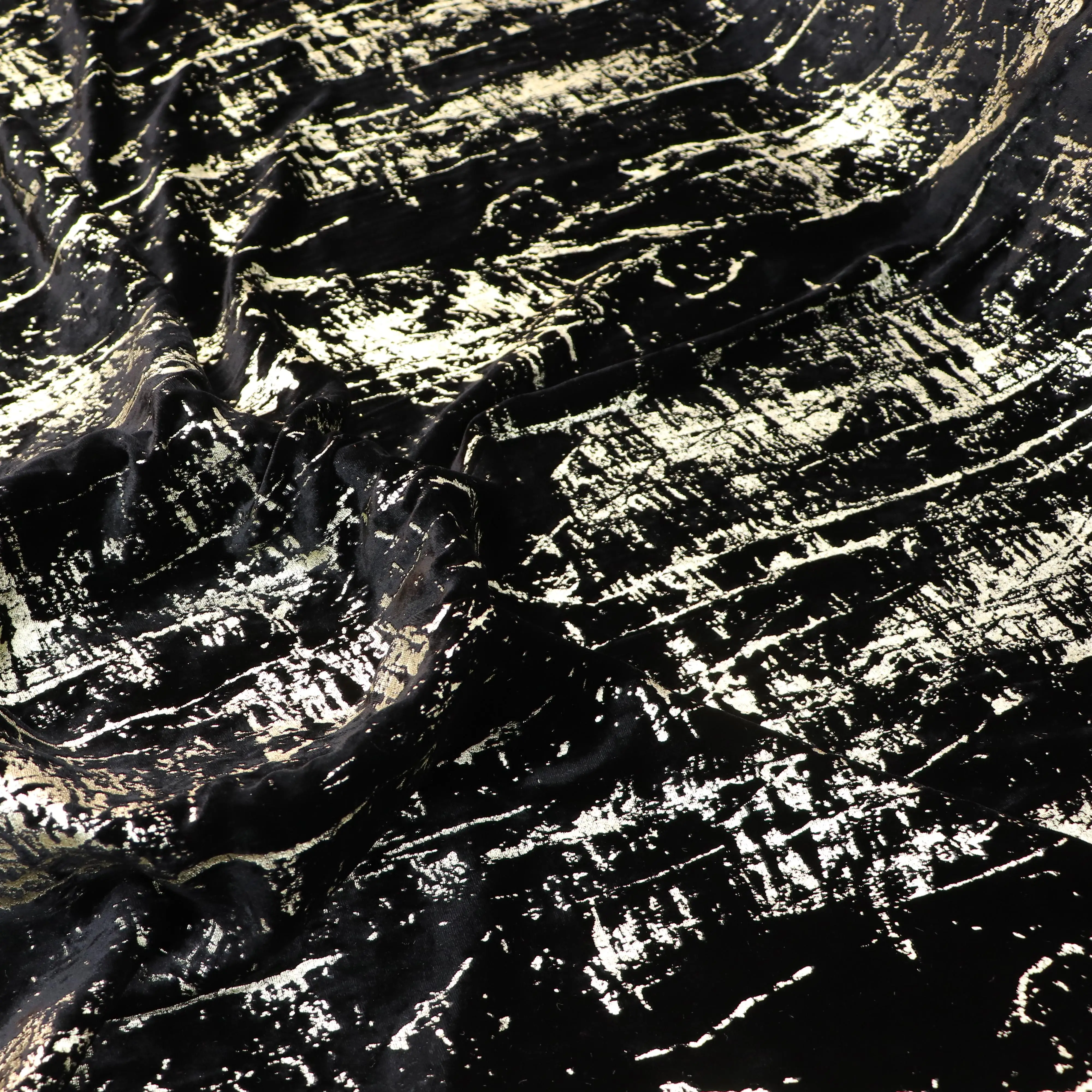 2024 Fashionable  printing nylon rayon Woven silver foil printed flower velvet mesh printing gold fabric for dress