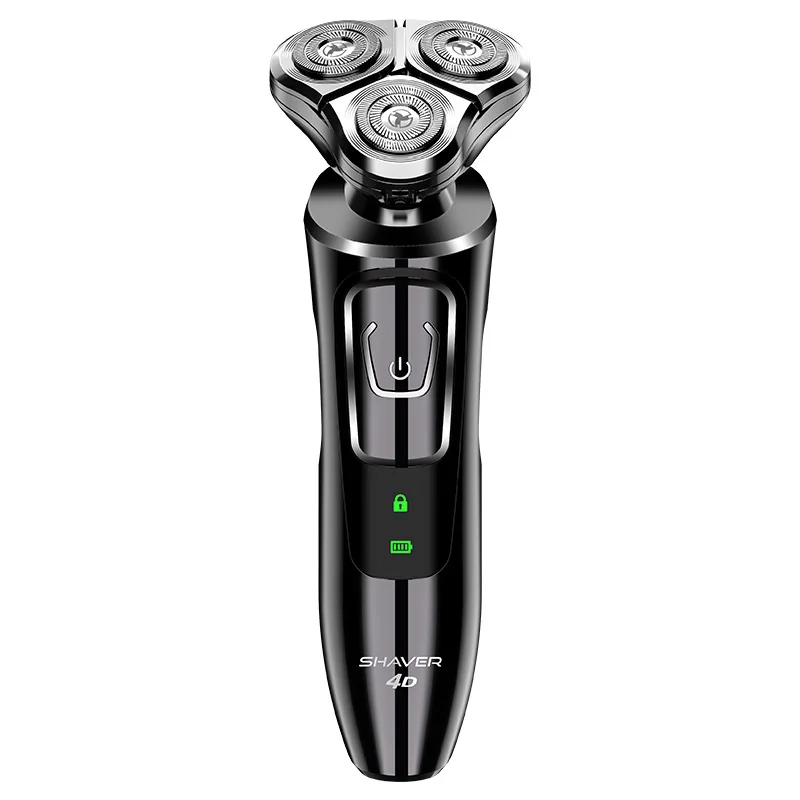 Электробритва для мужчин-3D перезаряжаемая Вращающаяся бритва Влажная и сухая полностью водонепроницаемая