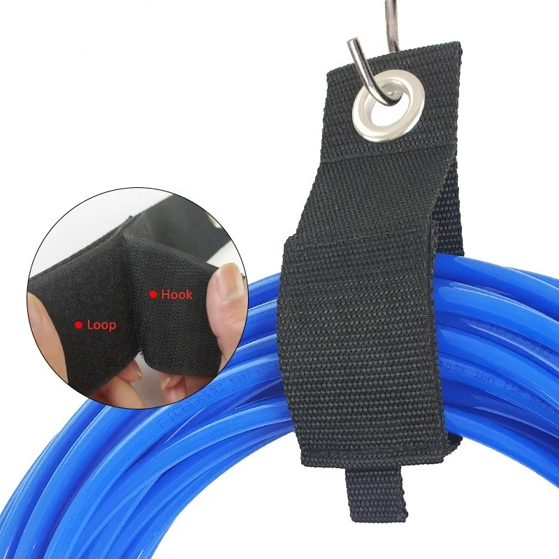 Heavy Duty Storage Straps Extension Hose Cord Holder Organizer Hook and Loop Adjustable Cable Tie Strap with eyelet loop
