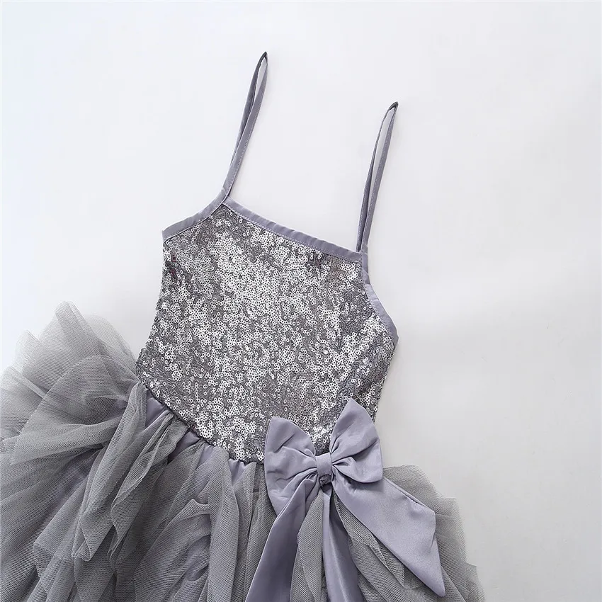 Summer girls princess dress high quality girls baby sequin big bow birthday party dress design