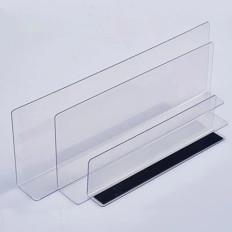 20/25/28/35cm x 6/12cm Transparent Tabletop Acrylic Shelf Divider Supermarket Display L shape Plastic PVC Board with Magnetic