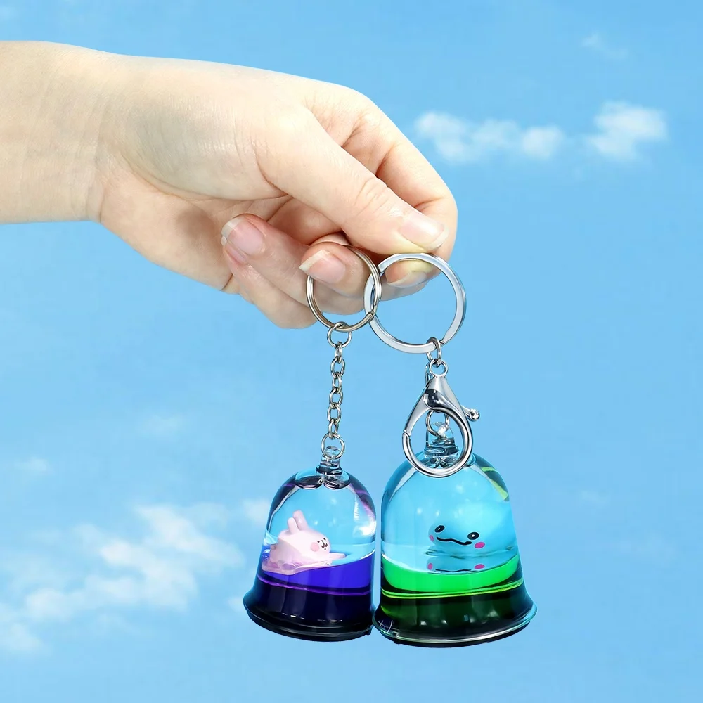 Bell Acrylic Liquid Floater Water Flotage Oil Floating Aqua Floaty Fluid Bubble Flow Liquor Aquarium Mini Snow Globe Keychain