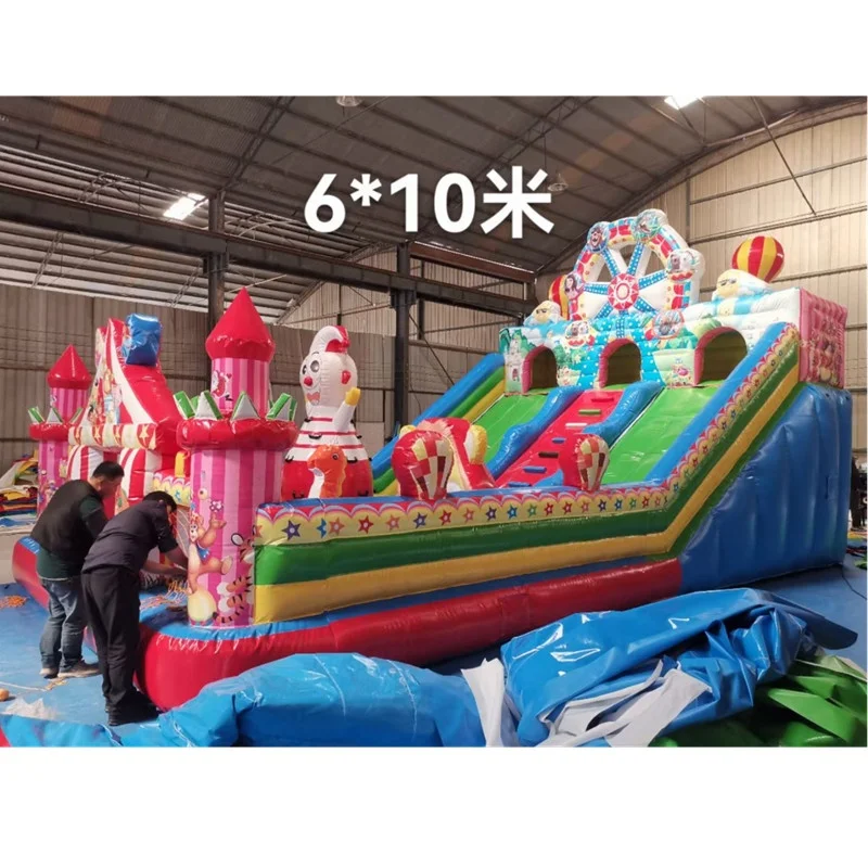 Commercial ferris wheel bouncy castle large inflatable castle jumping castle with slide for sale
