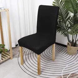Jacquard Polar Fleece Stretch Spandex Dining Chair Cover Short Chair Cover For Restaurant Dining Room Living Room