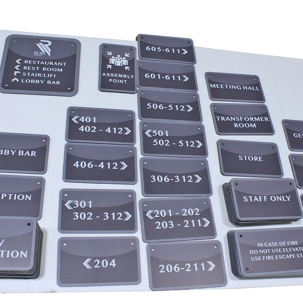 
Hotel sign house numbers warning words notice plate 