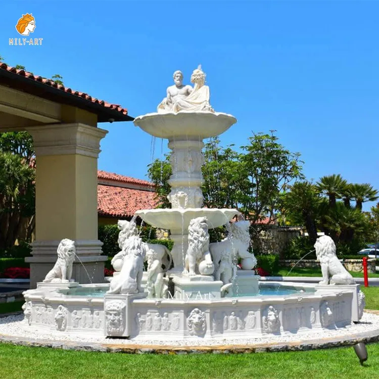 Outdoor Garden Decoration Hand Carved Marble Greek Figure Water Fountain