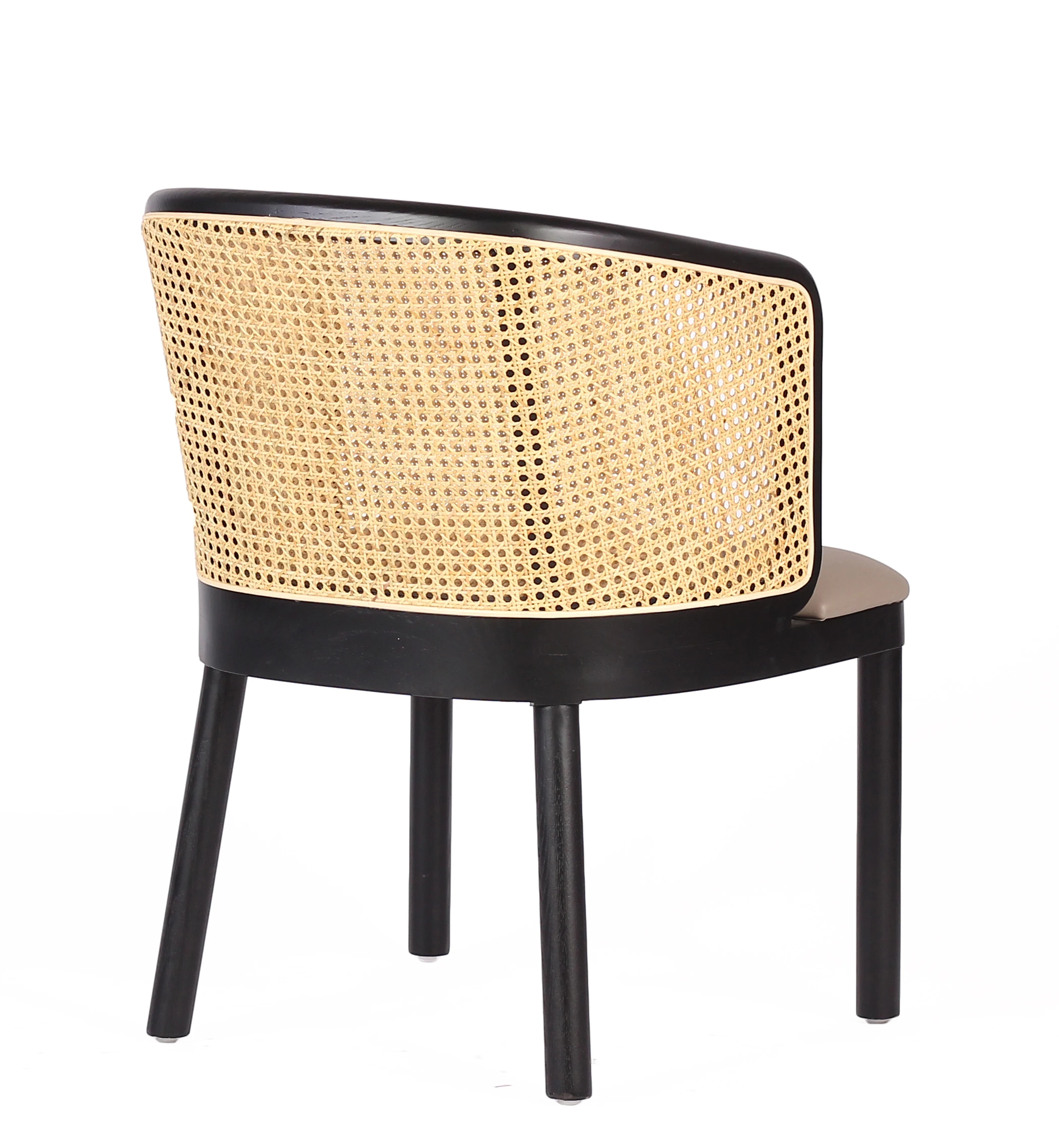 
High Quality Nordic Wooden Cafe Rattan Arm Chair Solid Wood High Back Chair Rattan 