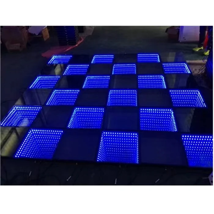 12W Light Up Dance Stage Waterproof  Tempered Glass Surface DJ Event Led Dance Infinity Mirror Floor Tiles