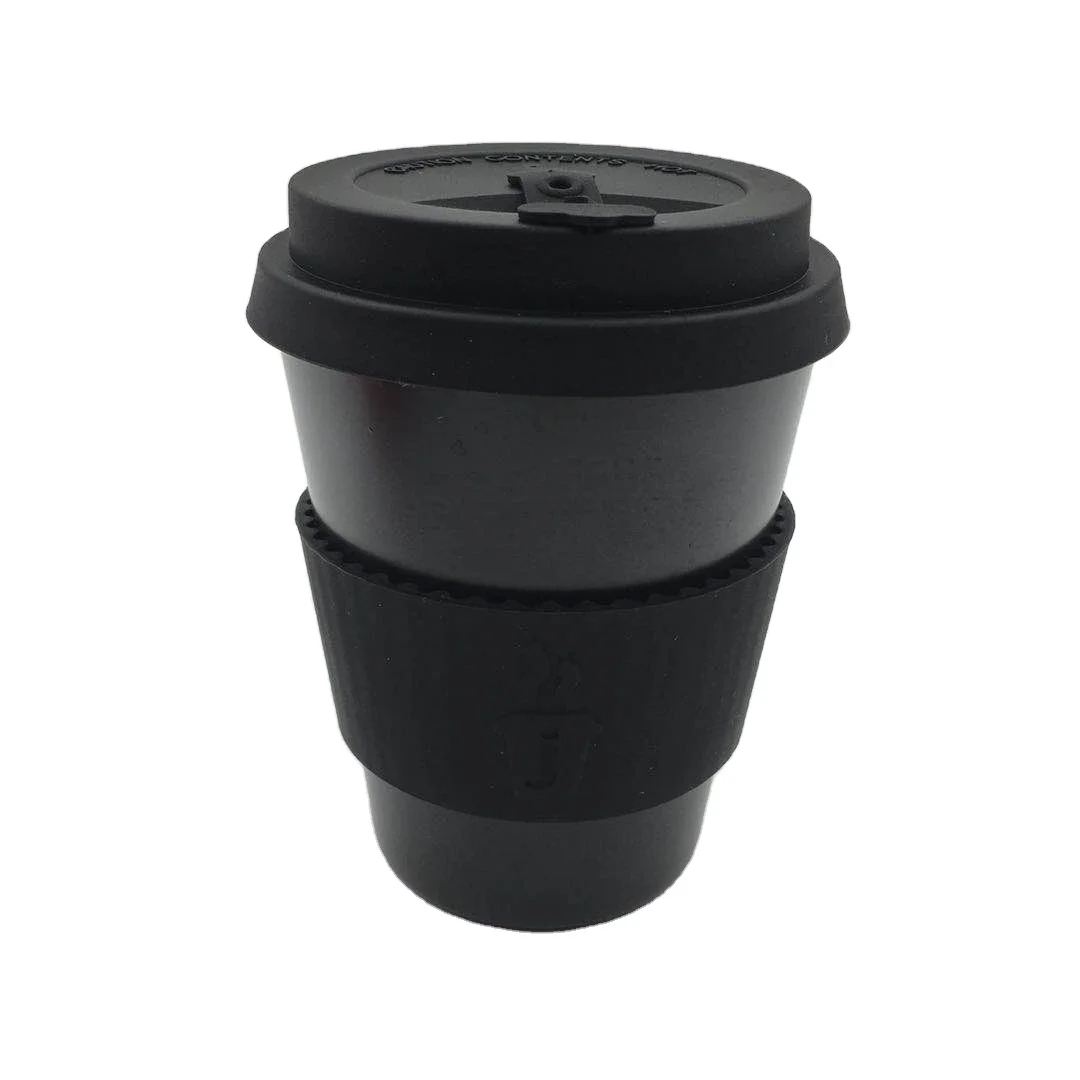 12 унций, биоразлагаемая многоразовая чашка для кофе из меламина и бамбукового волокна с крышками