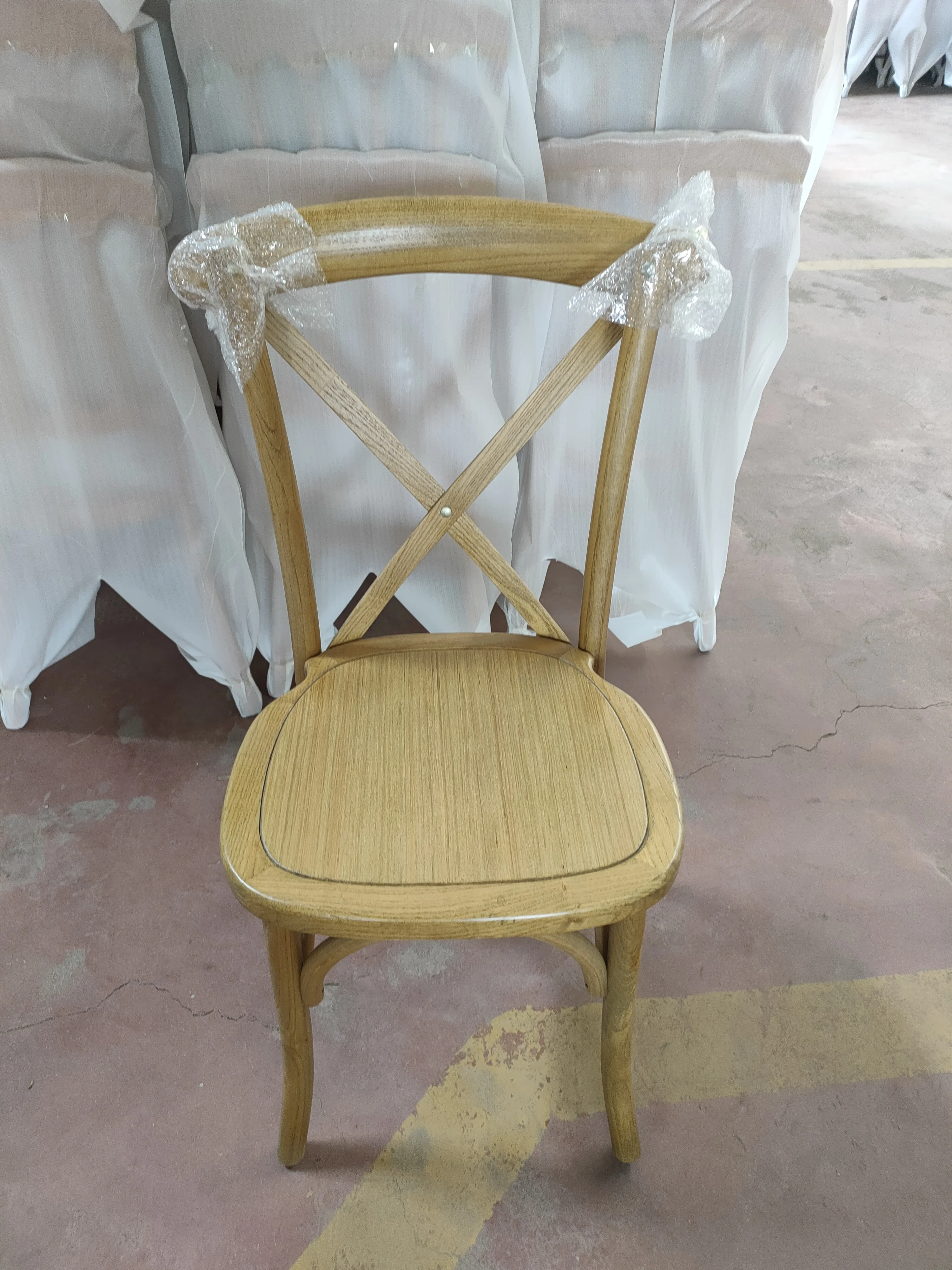 Solid Elm Wood Cross Back Event Tables and Chairs for Wedding Party Event Rental