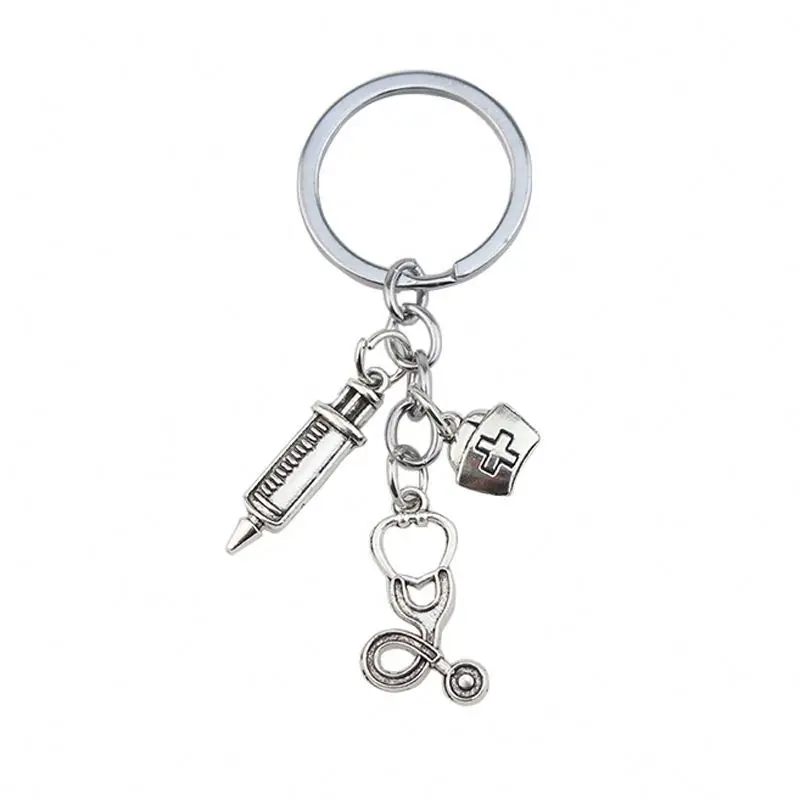 fashion XNG Medical Key Chain Needle Syringe Stethoscope Thermometer Cute key Chain 3d medical keychains