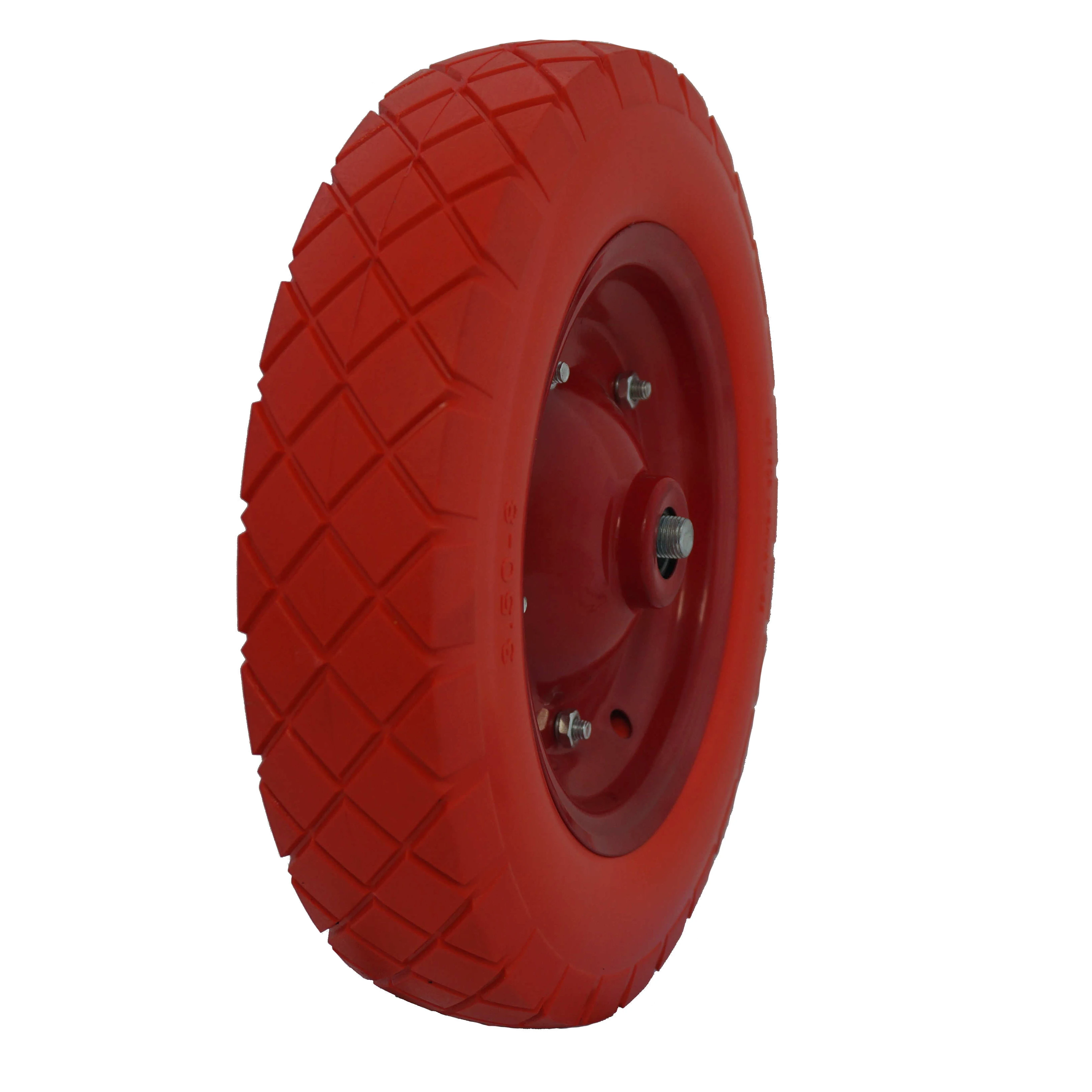 HKT1073 wholesale wheelbarrow puncture proof red square pattern 350-8 flat free 14 inch pu foam wheel