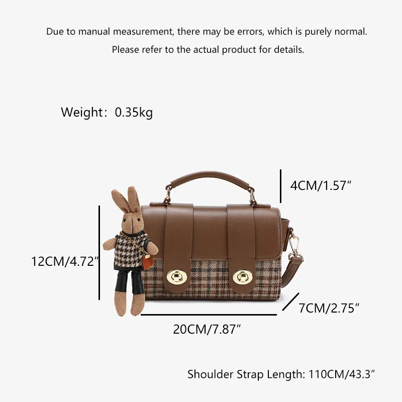 FANXI Customized Logo Hot Handbag Women Checked Handbag Shoulder Slant Cross Girl Retro Purse Casual Messenger Bag Four Seasons