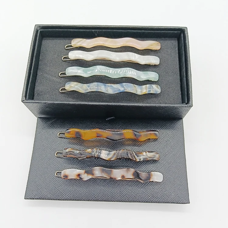 Simple design 7 colours customizable wave clip acetate hairpin bangs clip ladies hair pin clips
