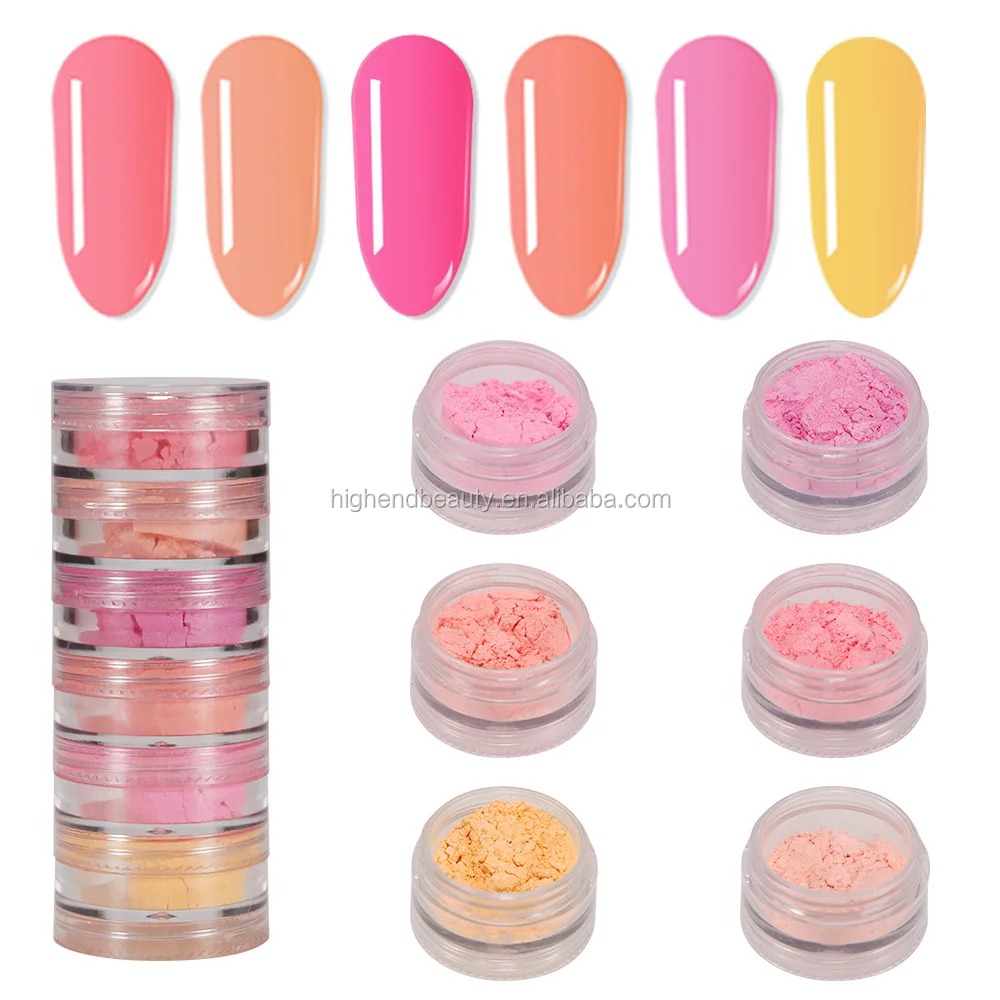 New Glow Loose Powder Neon Pigments Powder Stack Colorful 6 in 1 Fluorescence Gel Nail Polish Neon Pigment Powder